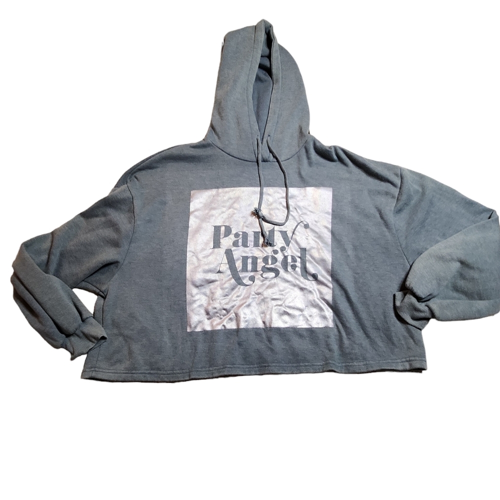 Public Library Women's Party Angel Cropped Long Sleeve Hoodie Size Small B45